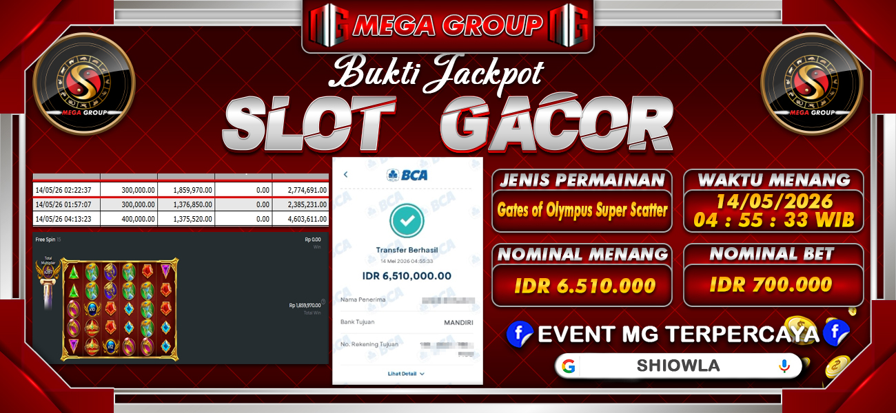Bukti JP situs Shiowla hari Kamis, 14 Mei 2026