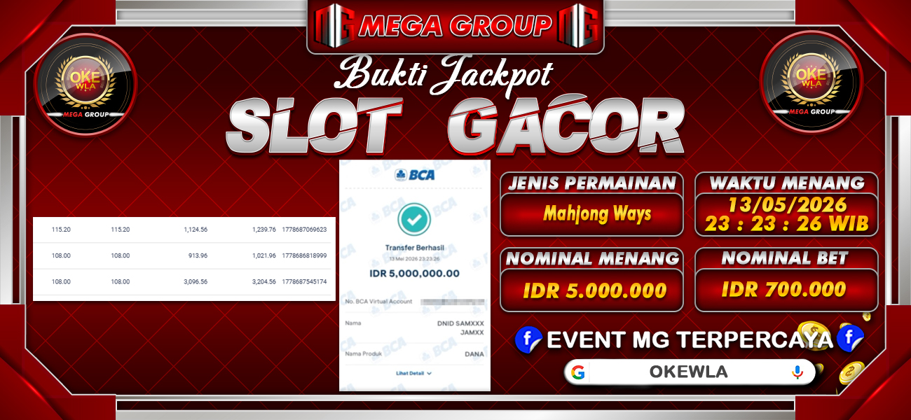 Bukti JP situs Okewla hari Rabu, 13 Mei 2026