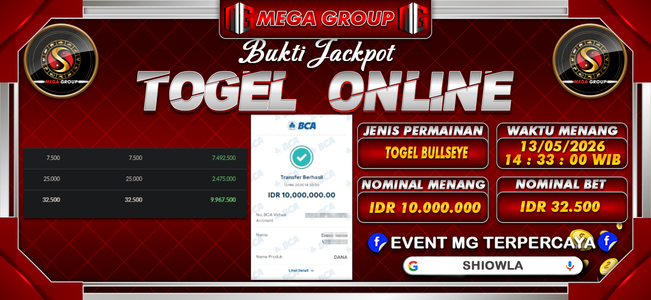 Bukti JP situs Shiowla hari Rabu, 13 Mei 2026