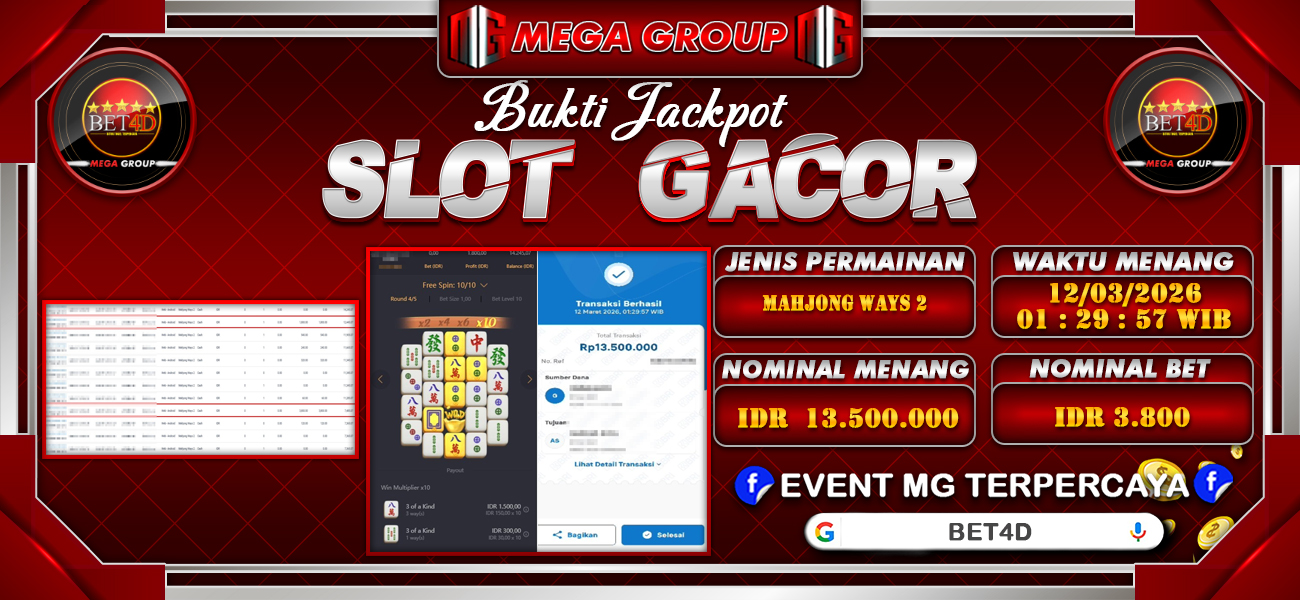 Bukti JP situs Bet4D hari Kamis, 12 Maret 2026