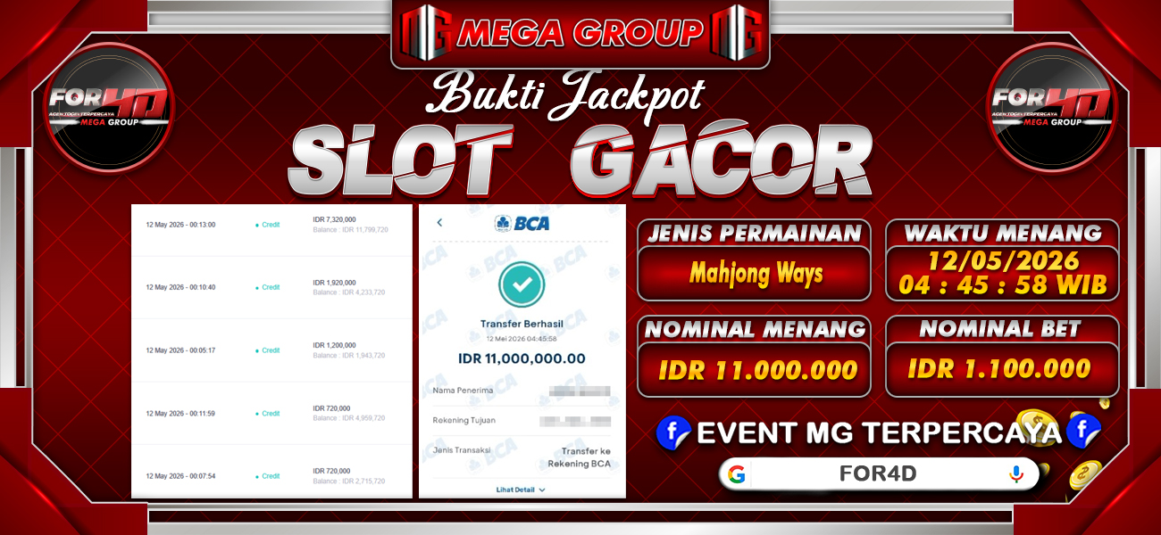 Bukti JP situs For4D hari Selasa, 12 Mei 2026