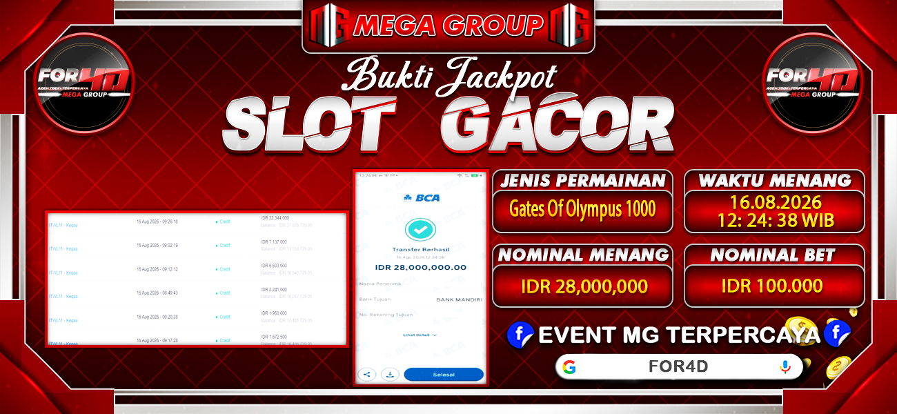 Bukti JP situs For4D hari Minggu, 16 Agustus 2026