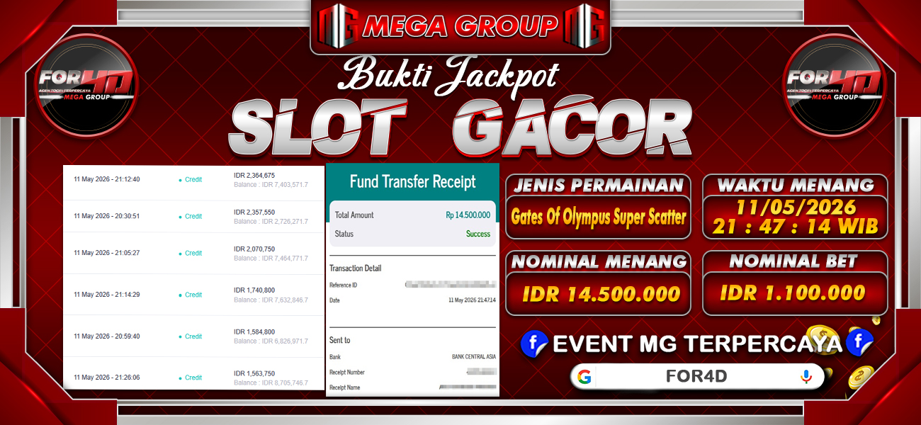 Bukti JP situs For4D hari Selasa, 12 Mei 2026