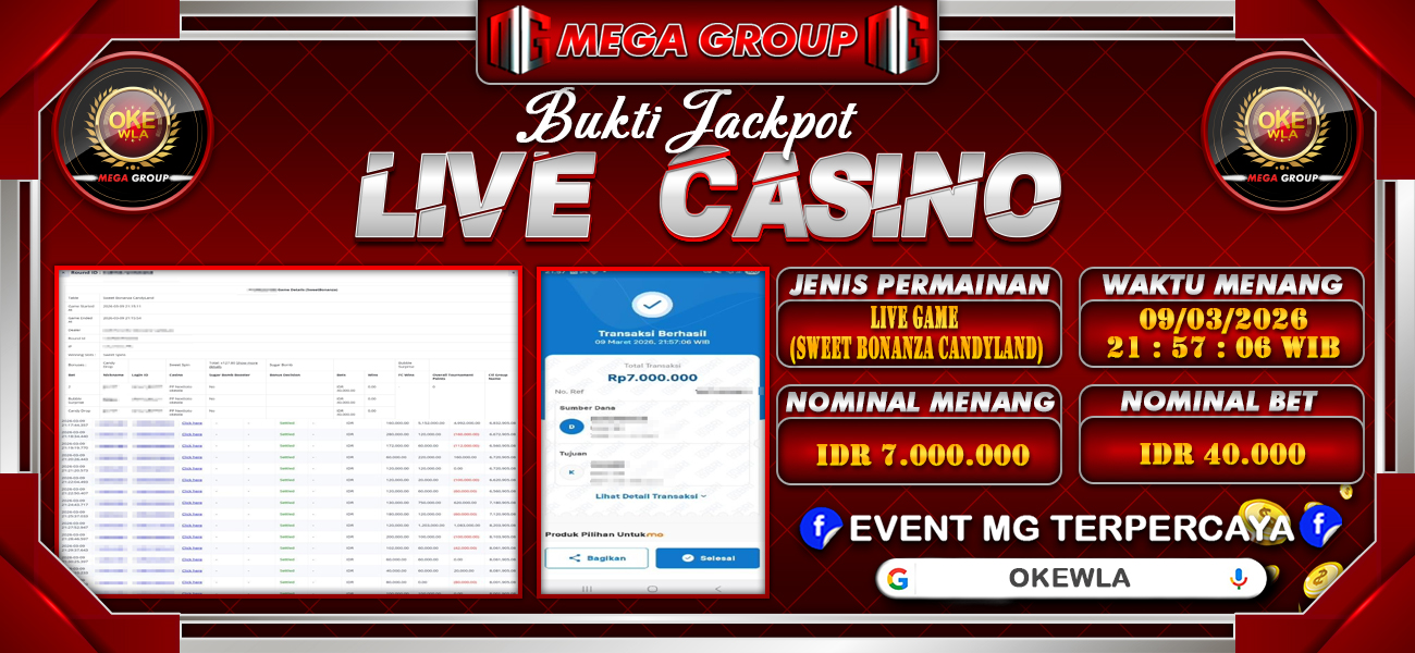 Bukti JP situs Okewla hari Senin, 09 Maret 2026