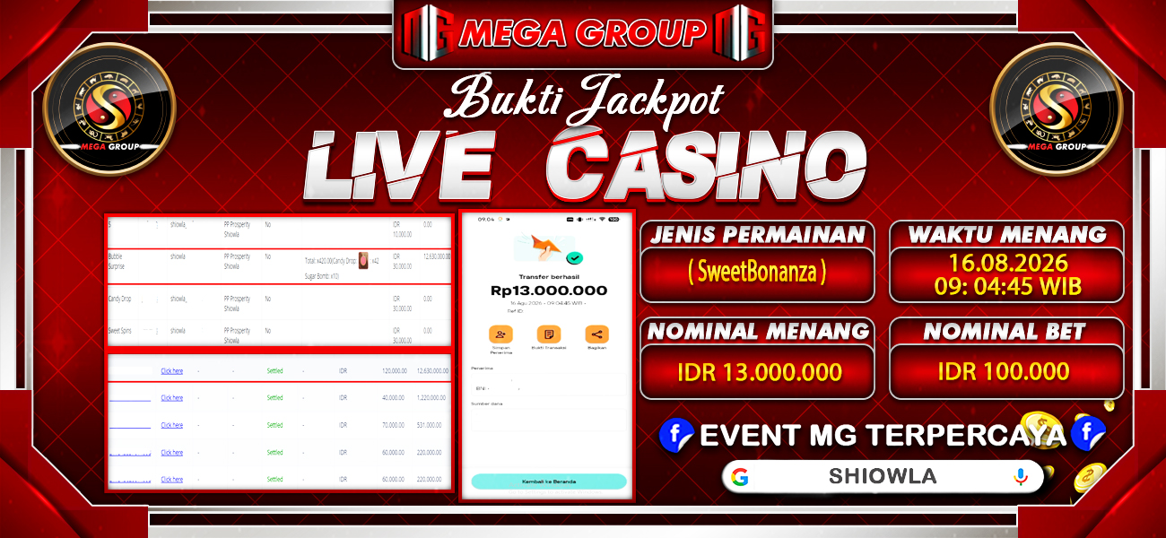 Bukti JP situs Shiowla hari Minggu, 16 Agustus 2026