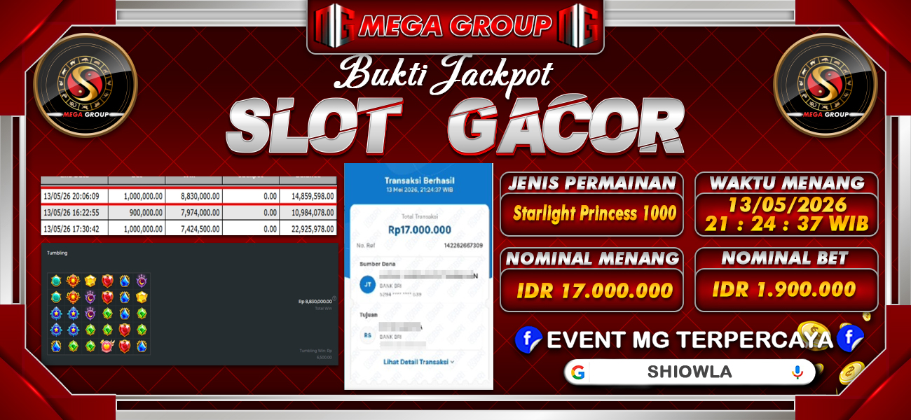 Bukti JP situs Shiowla hari Rabu, 13 Mei 2026