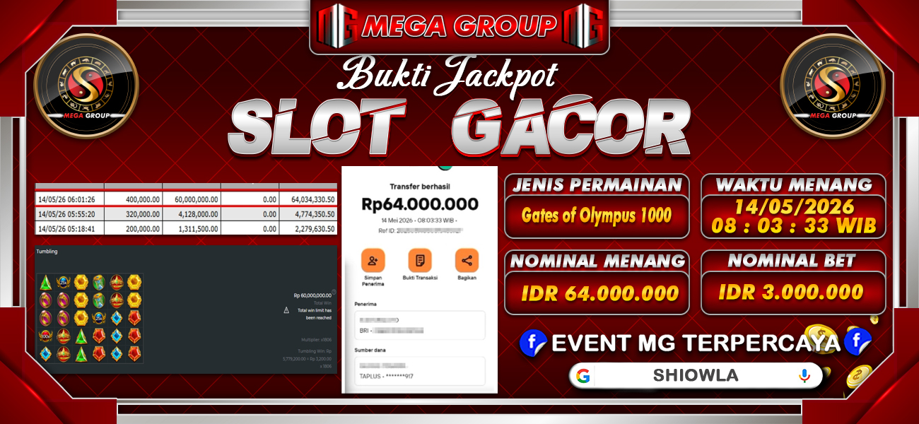 Bukti JP situs Shiowla hari Kamis, 14 Mei 2026