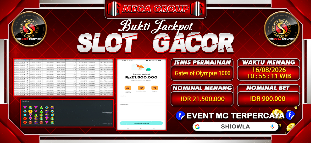 Bukti JP situs Shiowla hari Minggu, 16 Agustus 2026