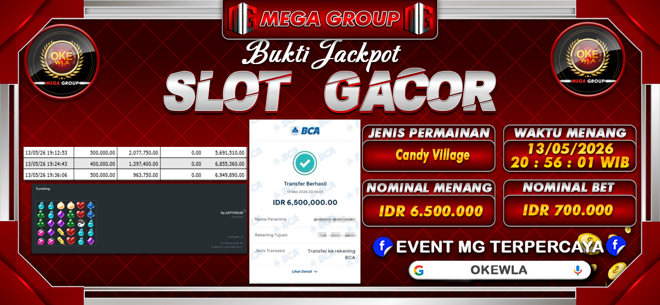Bukti JP situs Okewla hari Rabu, 13 Mei 2026