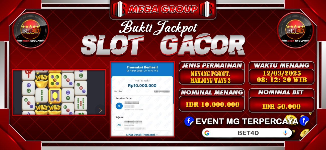 Bukti JP situs Bet4D hari Kamis, 12 Maret 2026