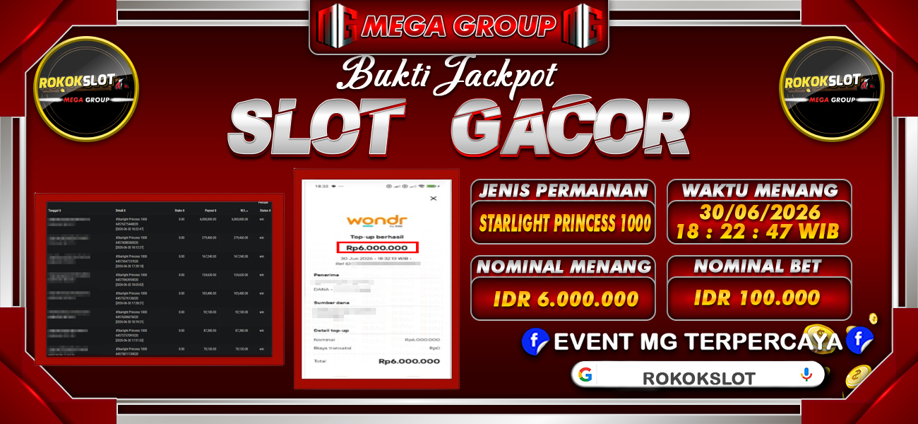 Bukti JP situs Rokokslot hari Selasa, 30 Juni 2026