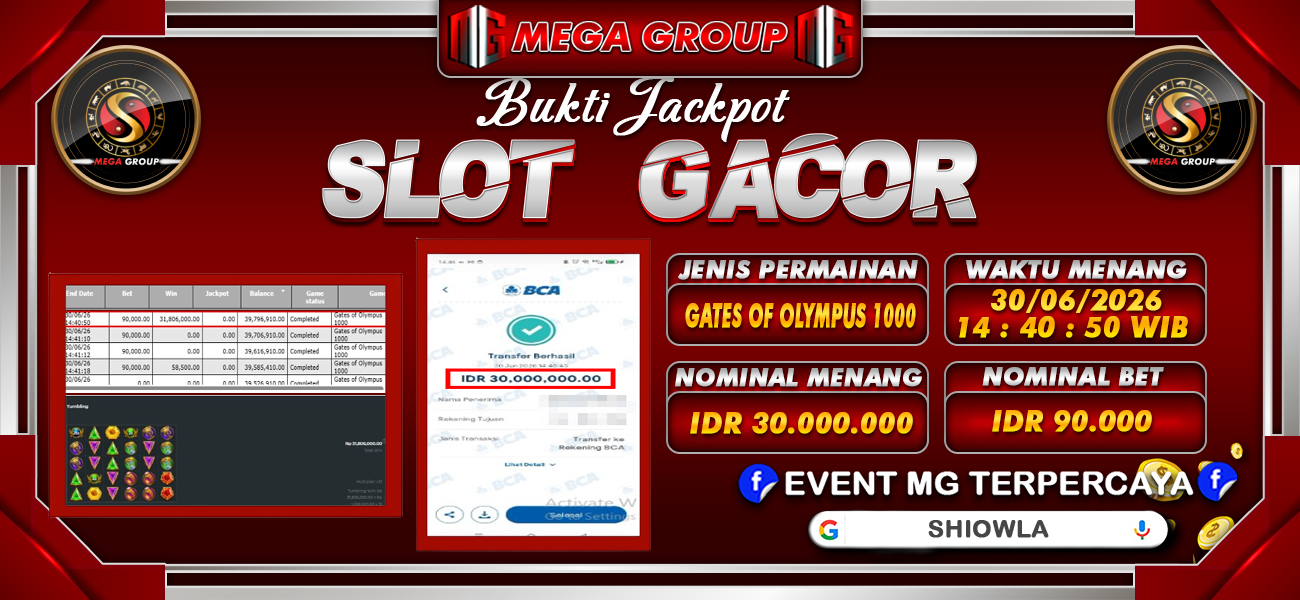 Bukti JP situs Shiowla hari Selasa, 30 Juni 2026