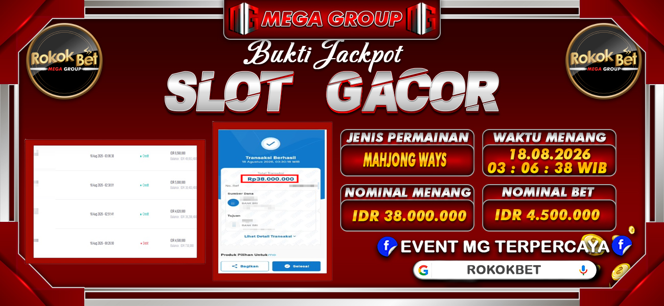 Bukti JP situs Rokokbet hari Selasa, 18 Agustus 2026