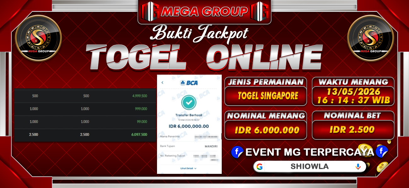Bukti JP situs Shiowla hari Rabu, 13 Mei 2026
