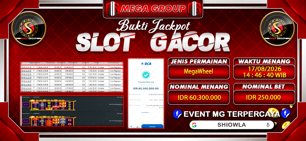 Bukti JP situs Shiowla hari Senin, 17 Agustus 2026