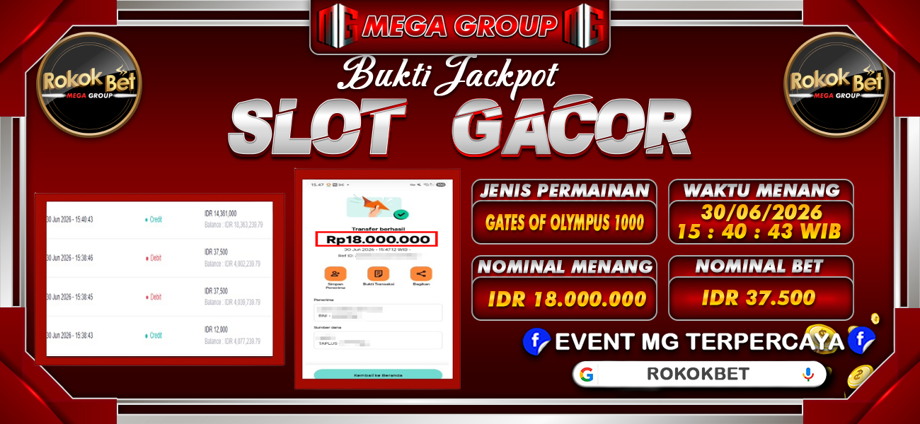 Bukti JP situs Rokokbet hari Selasa, 30 Juni 2026