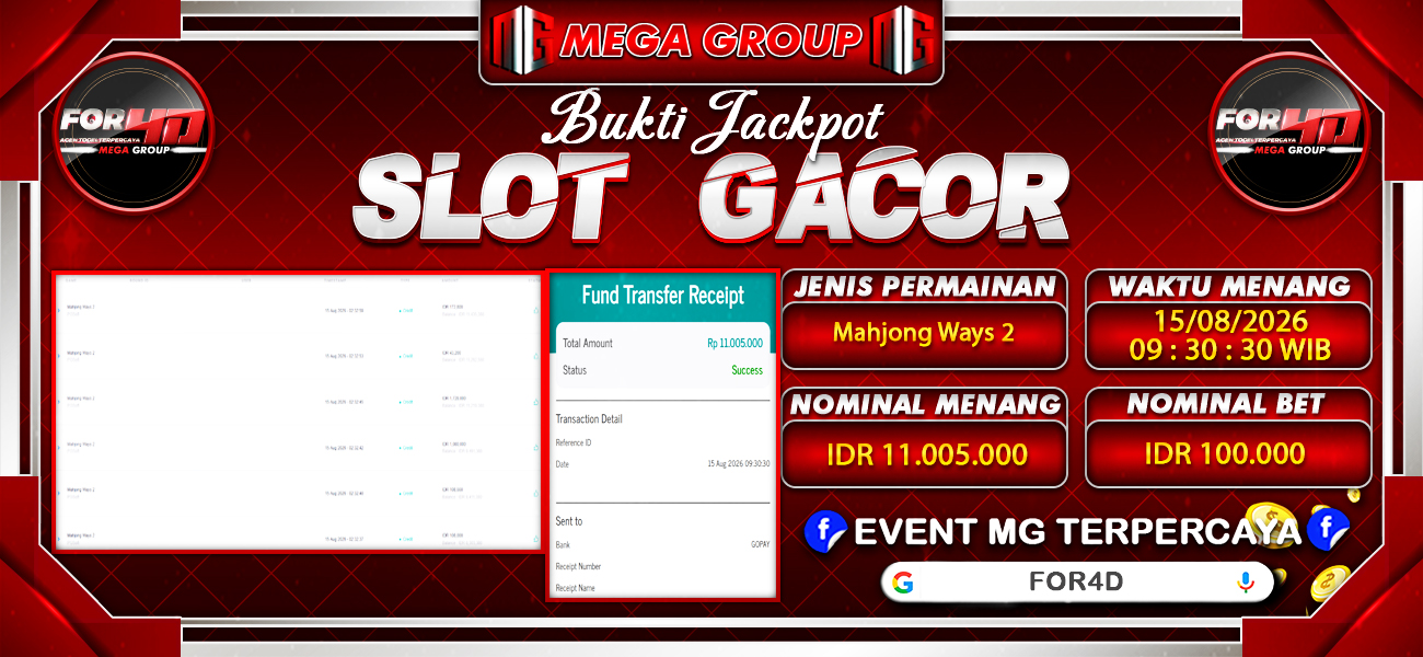 Bukti JP situs For4D hari Sabtu, 15 Agustus 2026